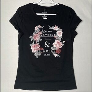 Freeze Girls Junior Black Rose Motivational Nothing to Lose Graphic Tee‎ Size XL